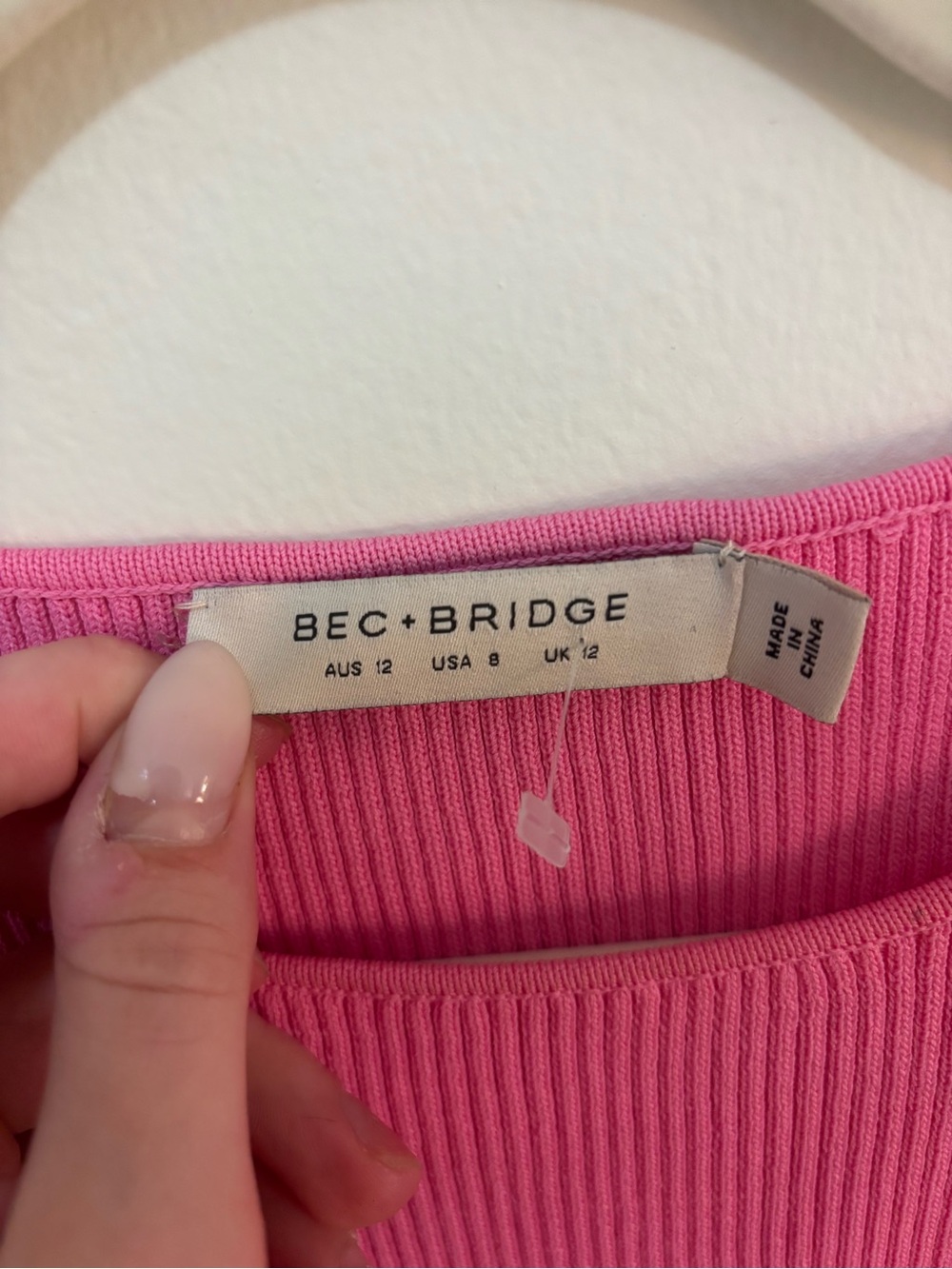 Bec & Bridge Bright Pink Ribbed Crop Tank - Picture 2 of 4